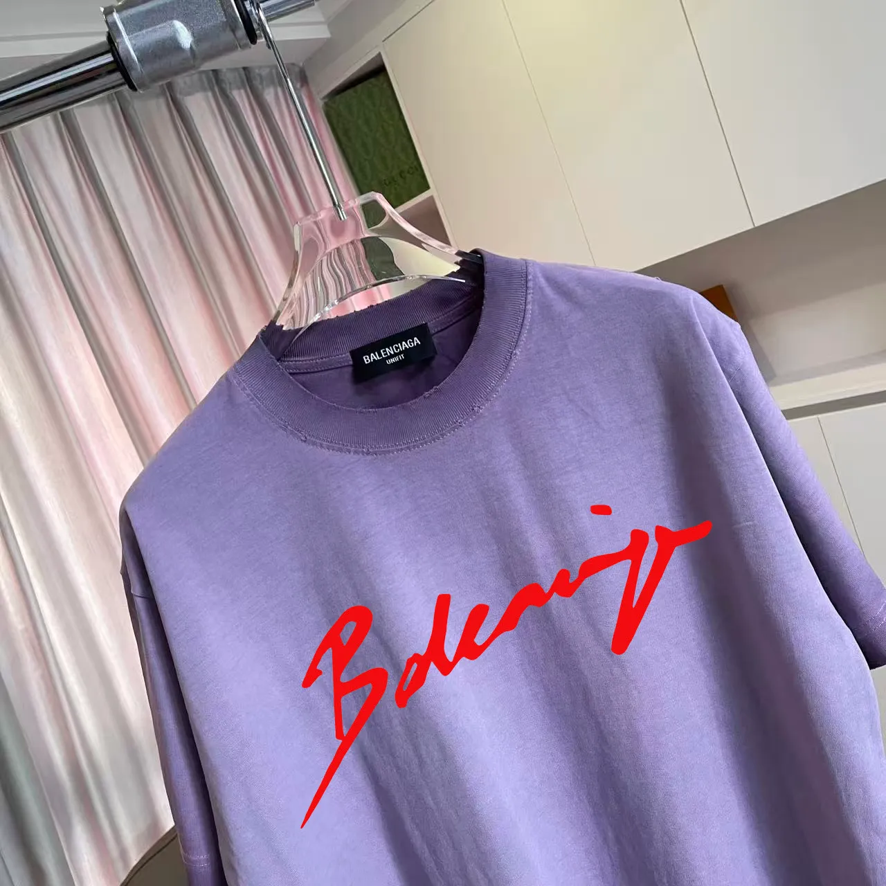 BALENCI*GA 2025 New Arrival logo 320g T Same Style Size：S M L XL XXL ：White Purple Gray